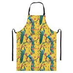 Vintage Watercolor Peacock Print Bib Apron With Pocket