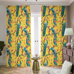 Vintage Watercolor Peacock Print Blackout Pencil Pleat Curtains