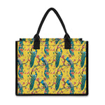Vintage Watercolor Peacock Print Canvas Tote Bag
