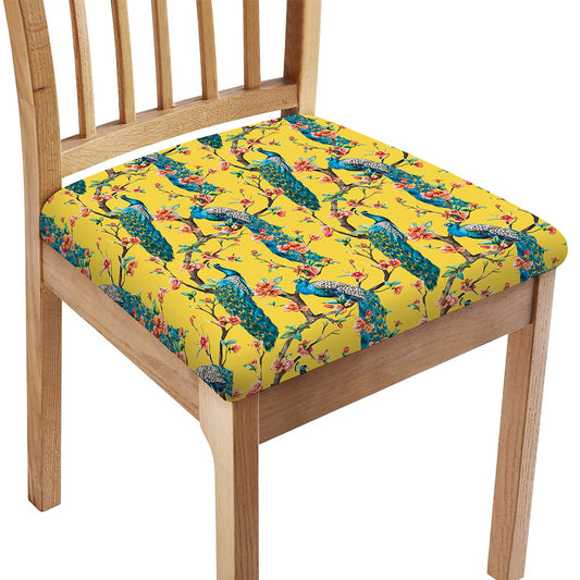 Vintage Watercolor Peacock Print Chair Cushion Cover