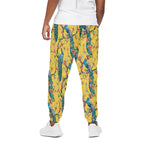 Vintage Watercolor Peacock Print Cotton Pants