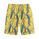 Vintage Watercolor Peacock Print Cotton Shorts