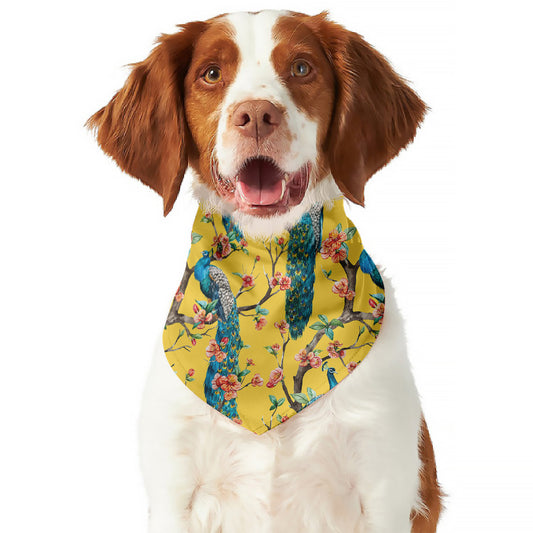 Vintage Watercolor Peacock Print Dog Bandana