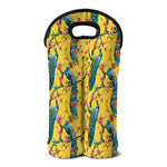 Vintage Watercolor Peacock Print Double Neoprene Wine Tote