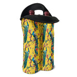 Vintage Watercolor Peacock Print Double Neoprene Wine Tote