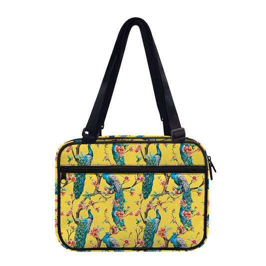 Vintage Watercolor Peacock Print Double Strap Bible Bag