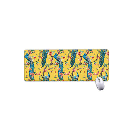 Vintage Watercolor Peacock Print Extended Mouse Pad