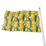 Vintage Watercolor Peacock Print Flag