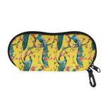 Vintage Watercolor Peacock Print Glasses Case