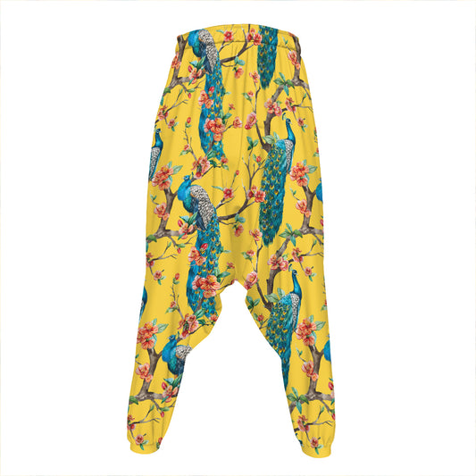 Vintage Watercolor Peacock Print Hammer Pants