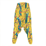 Vintage Watercolor Peacock Print Hammer Pants