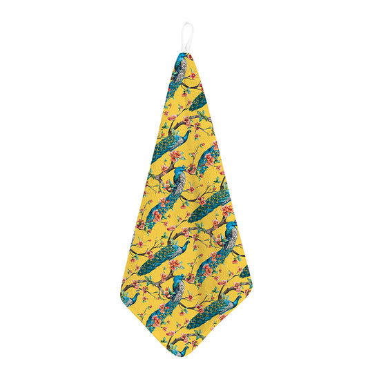 Vintage Watercolor Peacock Print Hand Towel
