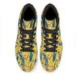 Vintage Watercolor Peacock Print High Top Leather Sneakers