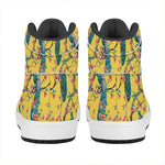 Vintage Watercolor Peacock Print High Top Leather Sneakers