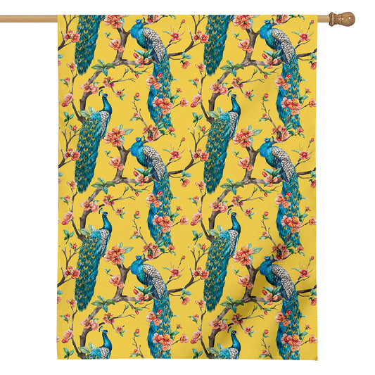 Vintage Watercolor Peacock Print House Flag