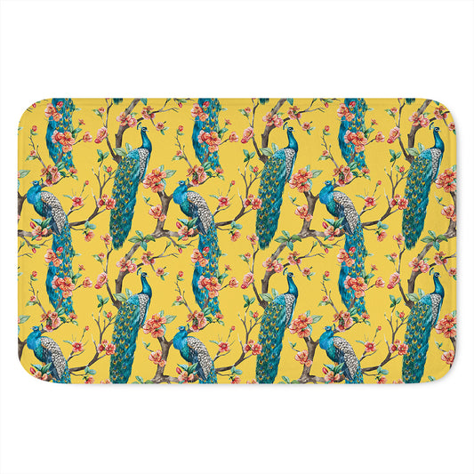 Vintage Watercolor Peacock Print Indoor Door Mat