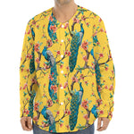 Vintage Watercolor Peacock Print Long Sleeve Baseball Jersey