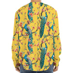 Vintage Watercolor Peacock Print Long Sleeve Baseball Jersey