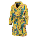Vintage Watercolor Peacock Print Men's Bathrobe