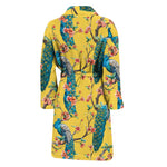 Vintage Watercolor Peacock Print Men's Bathrobe