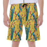 Vintage Watercolor Peacock Print Men's Beach Shorts