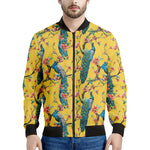 Vintage Watercolor Peacock Print Men's Bomber Jacket