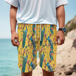 Vintage Watercolor Peacock Print Men's Cargo Shorts