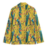 Vintage Watercolor Peacock Print Men's Cotton Blazer