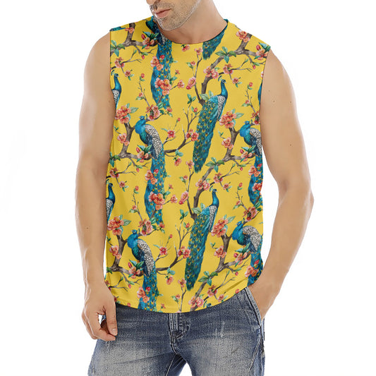 Vintage Watercolor Peacock Print Men's Fitness Tank Top
