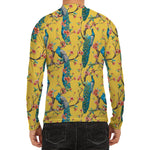 Vintage Watercolor Peacock Print Men's Long Sleeve Rash Guard