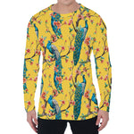 Vintage Watercolor Peacock Print Men's Long Sleeve T-Shirt