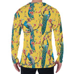Vintage Watercolor Peacock Print Men's Long Sleeve T-Shirt