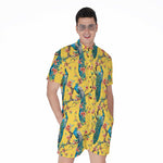 Vintage Watercolor Peacock Print Men's Rompers