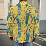Vintage Watercolor Peacock Print Men's Shirt Jacket