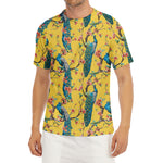 Vintage Watercolor Peacock Print Men's Short Sleeve Rash Guard