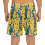 Vintage Watercolor Peacock Print Men's Split Running Shorts