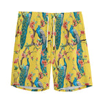 Vintage Watercolor Peacock Print Men's Sports Shorts