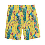 Vintage Watercolor Peacock Print Men's Sports Shorts
