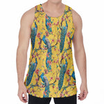 Vintage Watercolor Peacock Print Men's Velvet Tank Top