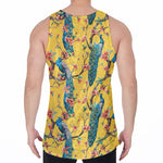 Vintage Watercolor Peacock Print Men's Velvet Tank Top