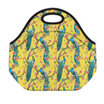 Vintage Watercolor Peacock Print Neoprene Lunch Bag