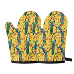 Vintage Watercolor Peacock Print Oven Mitts