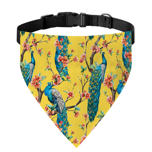 Vintage Watercolor Peacock Print Over The Collar Dog Bandana