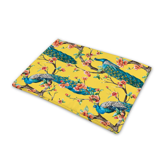 Vintage Watercolor Peacock Print Pet Cooling Mat Cover