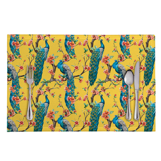 Vintage Watercolor Peacock Print Placemat