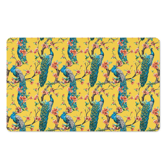 Vintage Watercolor Peacock Print Polyester Doormat