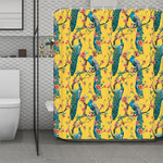 Vintage Watercolor Peacock Print Polyester Shower Curtain