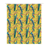 Vintage Watercolor Peacock Print Polyester Shower Curtain