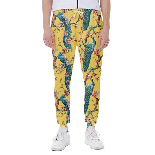 Vintage Watercolor Peacock Print Scuba Joggers