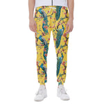 Vintage Watercolor Peacock Print Scuba Joggers